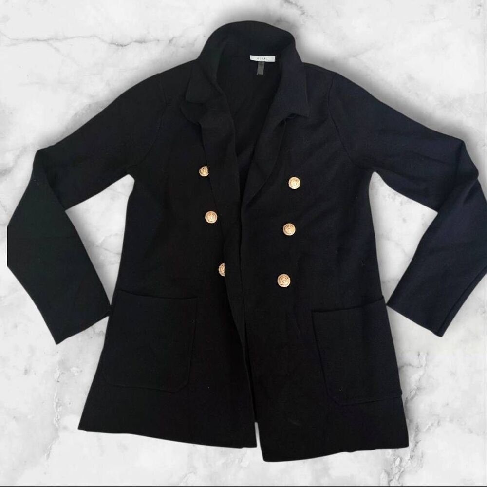 Sioni Black Small Gold Button Blazer